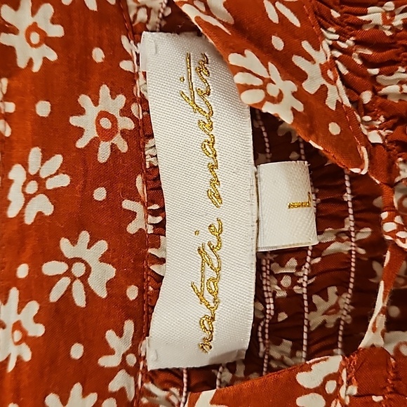 💕NATALIE MARTIN💕 Long Sleeve Tassel Top ~ Rust Floral Print Large - Picture 11 of 12